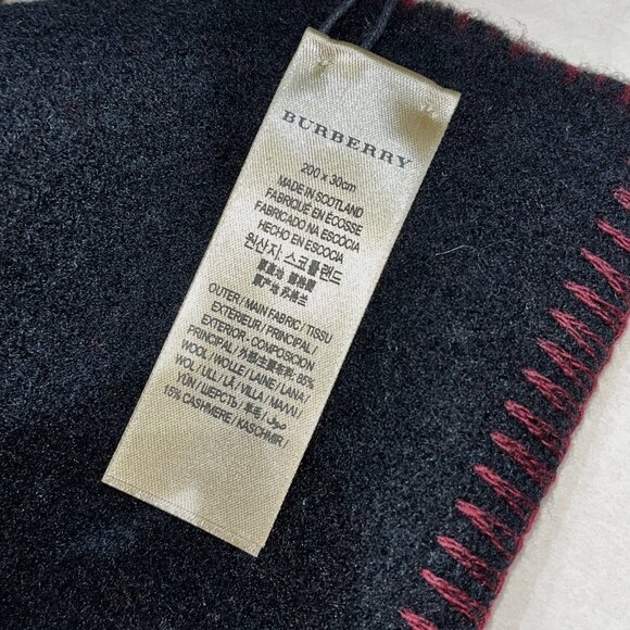 Burberry Large Wool Cashmere Knit Scarf Red Black Striped Pattern - Picture 2 of 8